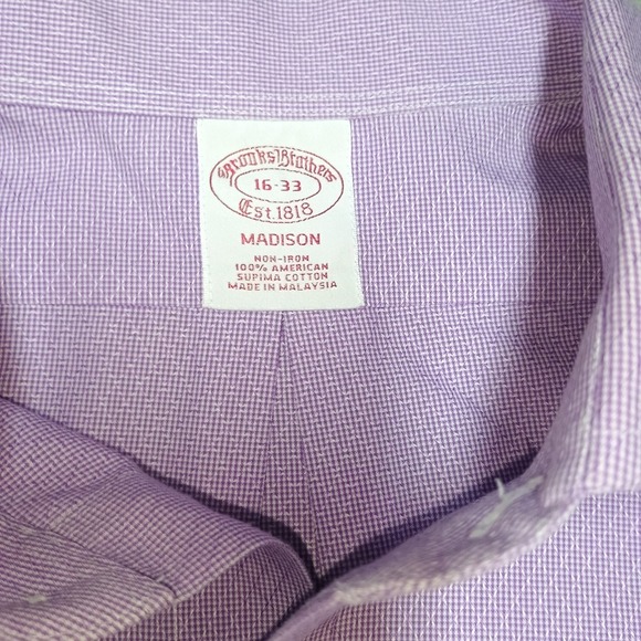 Brooks Brothers Madison Purple Button Down Dress Shirt Size 16-33 Supima Cotton - Picture 3 of 7